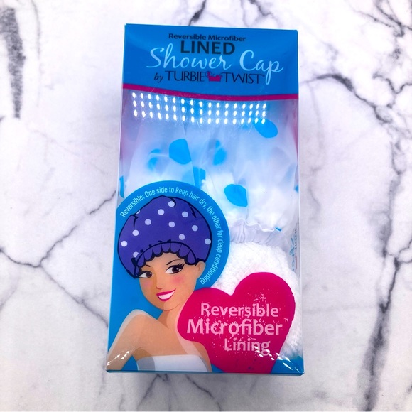 New Turbie Twist Reversible Lined Shower Cap - Picture 1 of 4